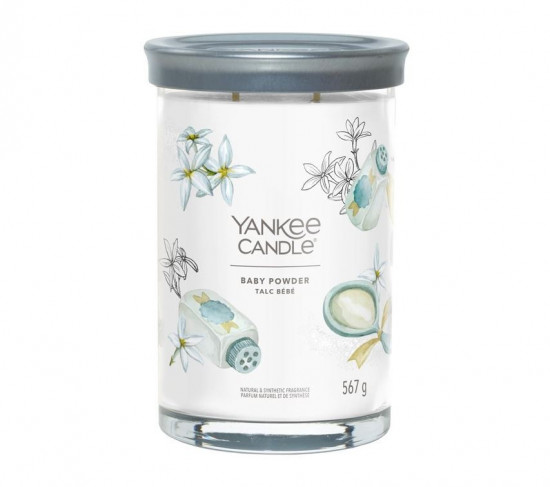 Aromatická svíčka, Yankee Candle Signature Tumbler Baby Powder, hoření až 100 hod