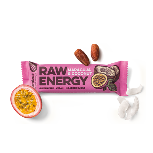 Proteinová tyčinka, BOMBUS RAW ENERGY MARACUJA&COCONUT, 50 g