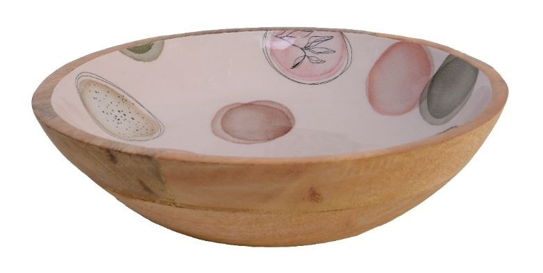 Dřevěná miska z mangového dřeva s motivem vajec, rozměr 25 x 6.5 cm |  ZAZUMi.cz