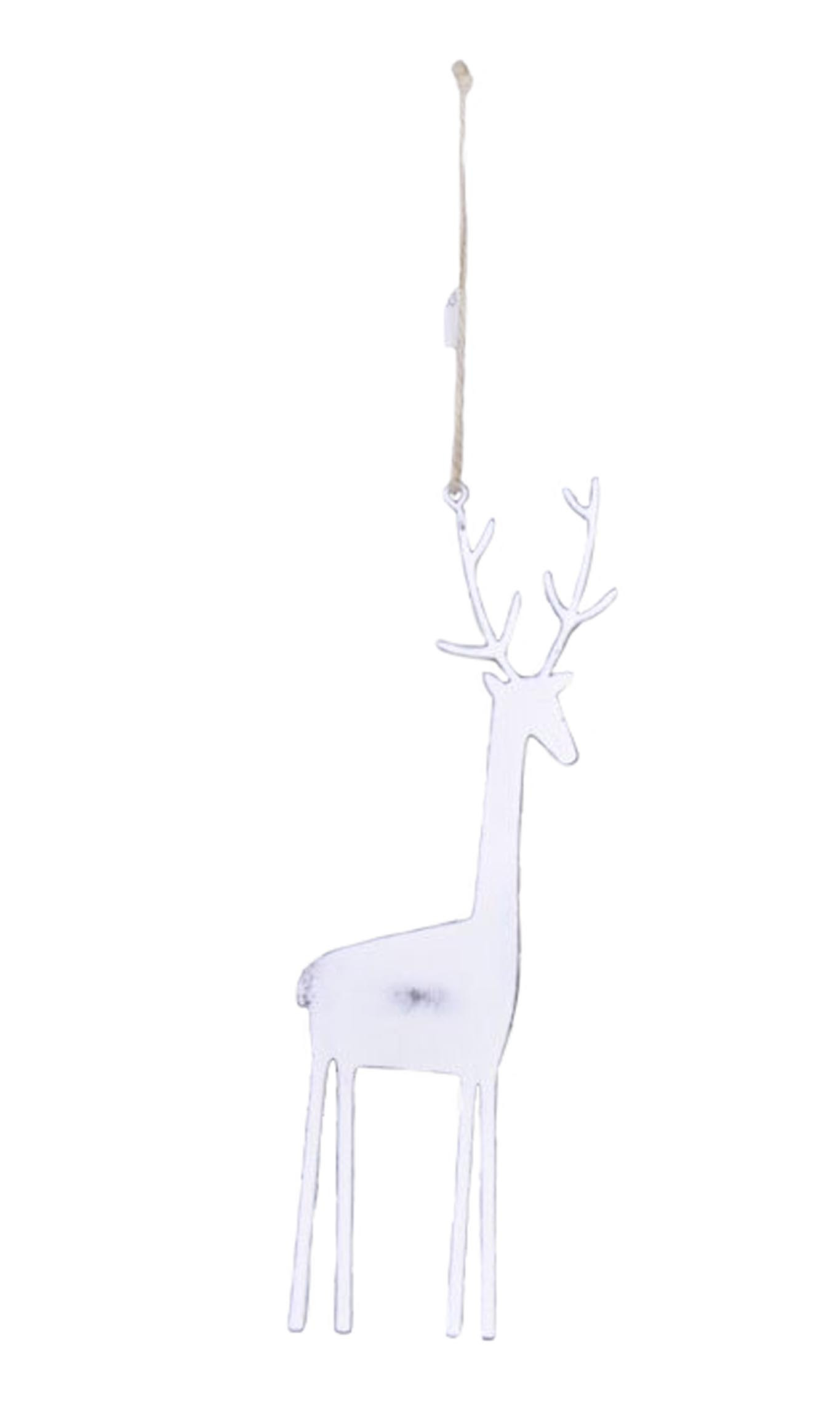 Kovová vánoční ozdoba, jelen, 8.5 x 24 cm, bílá skladem | ZAZUMi.cz