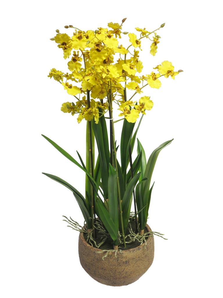 Umělá orchidej, Oncidium Malibu, žlutá, 70 cm skladem | ZAZUMi.cz